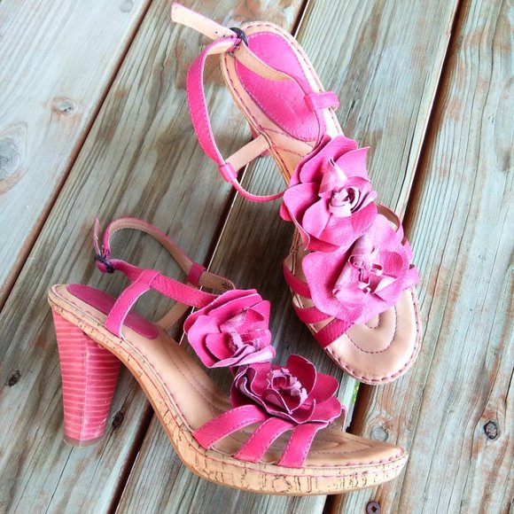 Born Shoes - Sale🌹 Born Raspberry Floral Leather Heels